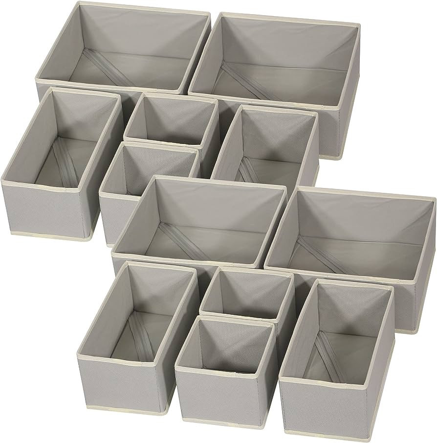 DIOMMELL 12 Pack Foldable Cloth Storage Box Closet Dresser Drawer Organizer Fabric Baskets Bins C... | Amazon (US)