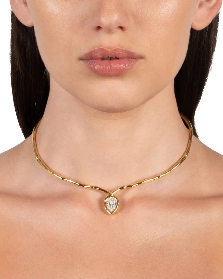 Asterales Gold Floating Collar Necklace | Crystal Gold Collar Necklace | Alexis Bittar