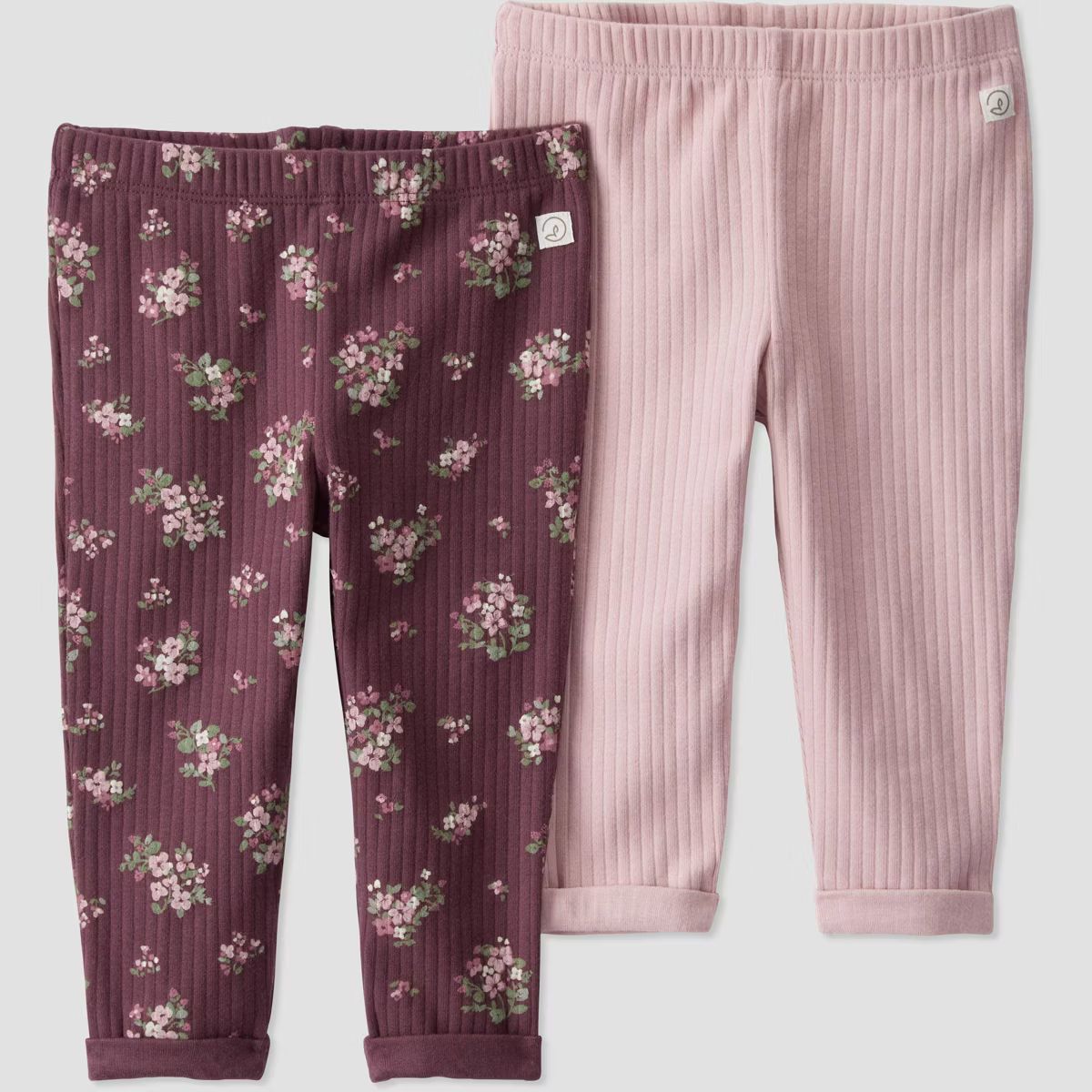 Little Planet by Carter's Organic Baby Girls' 2pk Ribbed Pull-On Pants - Brown/Pink | Target