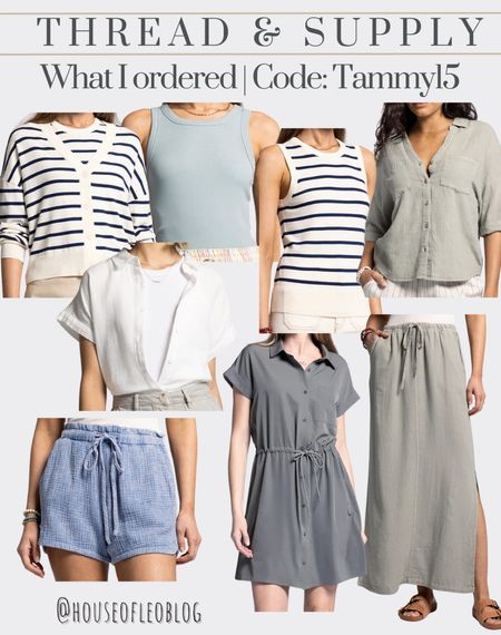 Thread & supply code: tammy15. Skirt, skirts, button down shirt, tanks, tank tops, gauze 

#LTKSaleAlert #LTKFindsUnder100 #LTKFindsUnder50