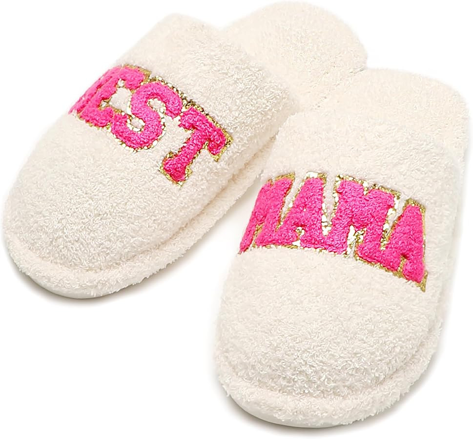 MIRMARU Women’s Animal Print Comfort Fluffy Fuzzy Slip-on House Slippers Open Toe Cross Band In... | Amazon (US)