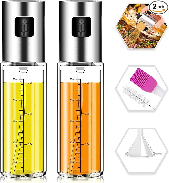Oil Sprayer for Cooking, 2 Pack Upgraded Olive Oil Spray Bottle Mister Refillable with Scale Air ... | Amazon (US)