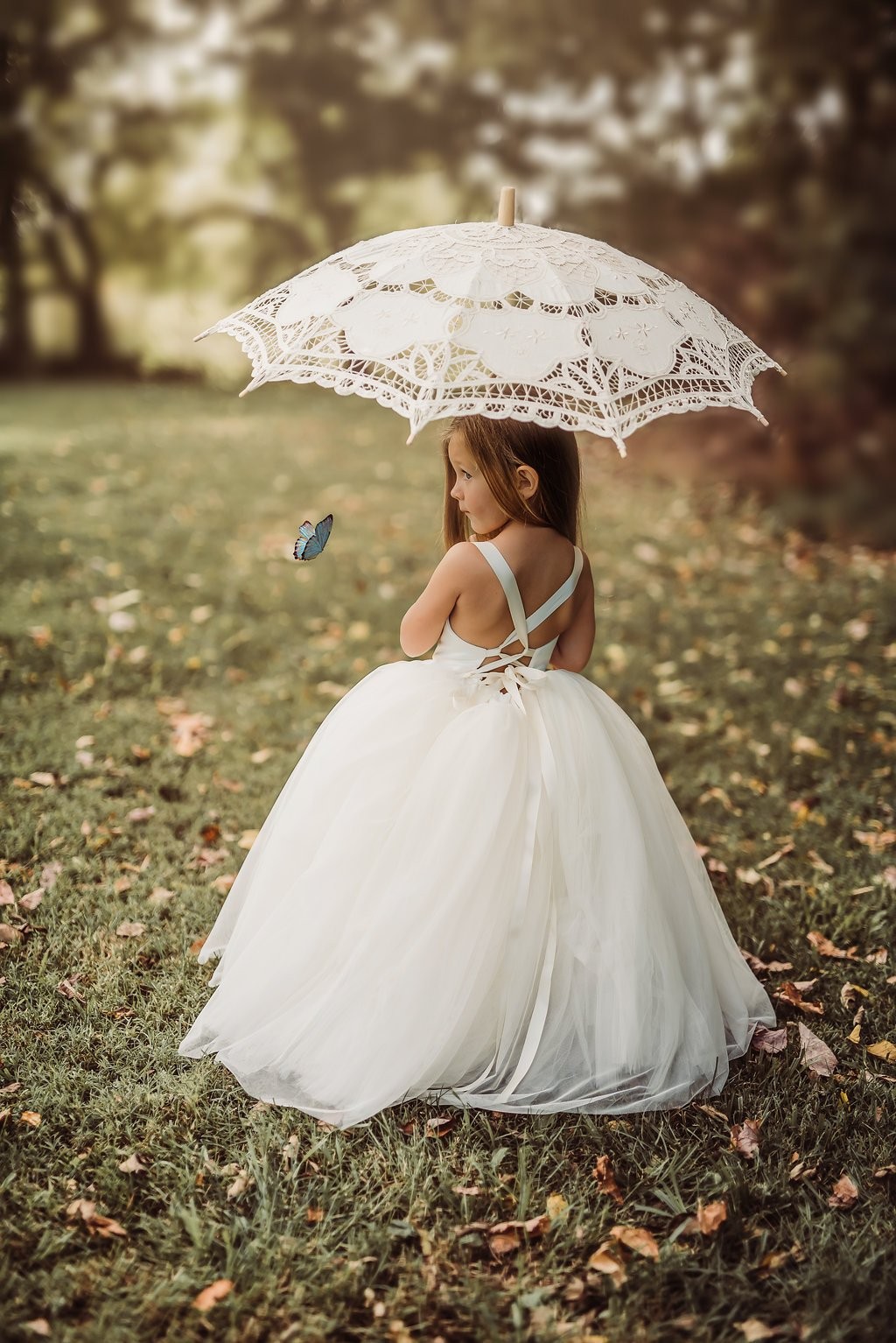 bride and flower girl matching dresses