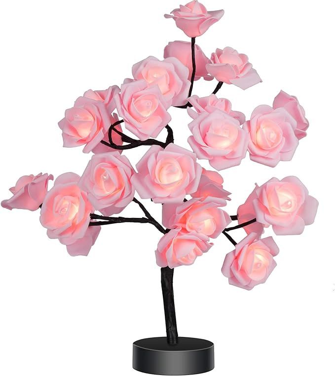 Table Lamp Rose Flower Desk Tree Lamp Gift for Girls Women Teens Home Décor for Wedding Christma... | Amazon (US)