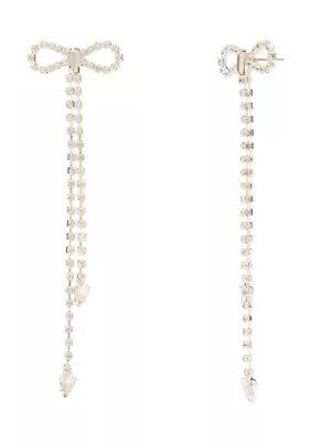 evie & emma Silver Tone Sparkly Bow Earrings | Belk