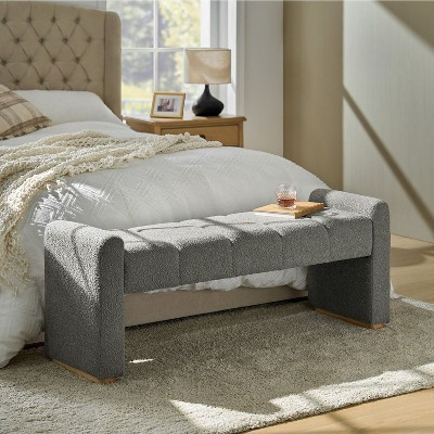 David Modern Bench with Solid wood legs Bench|ARTFUL LIVING DESIGN-GREY | Target
