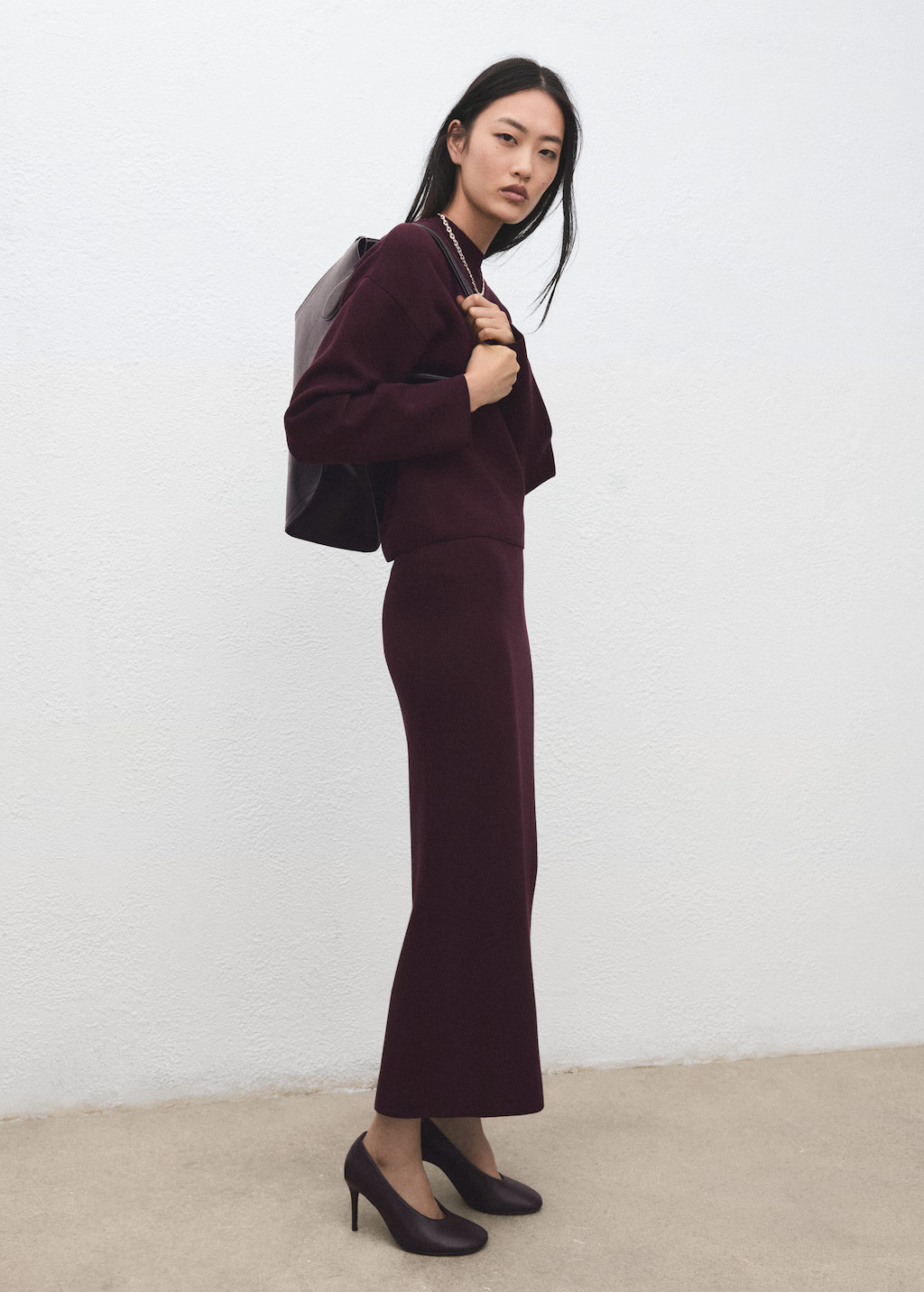 Knit pencil skirt wine - Woman - M - MANGO | Mango (US/MX/AU)