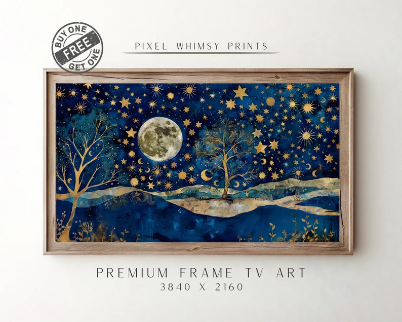 Samsung Frame TV Art, William Morris Moon and Stars Print TV Art, Digital Download William Morris... | Etsy (US)