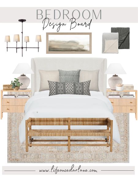 Bedroom Design Inspo featuring my best selling bed! Loving these McGee & Co night stands & how gorgeous is this pretty chandelier?! 

#primarybedroom #endofbedbench 


#LTKsalealert #LTKhome