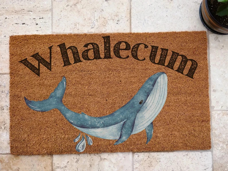 Whalecum Door Mat, Funny Whale Door Mat, Sailor Decor, Beach House Decor, Housewarming Gift, Beac... | Etsy (US)