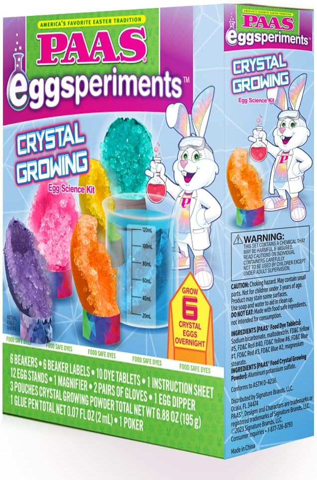 PAAS Eggsperiments Crystal Growing Egg Science Kit, Grow 6 Crystal Eggs | Amazon (US)
