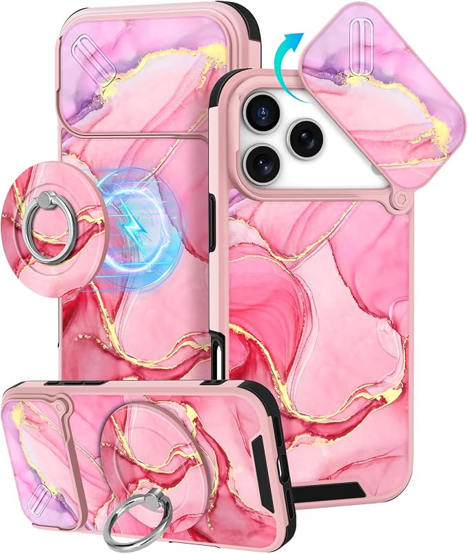 Buleens for iPhone 17 Pro Max Case 6.9 Inch - with Ring Stand & Camera Cover Aesthetic Cute Desig... | Amazon (US)