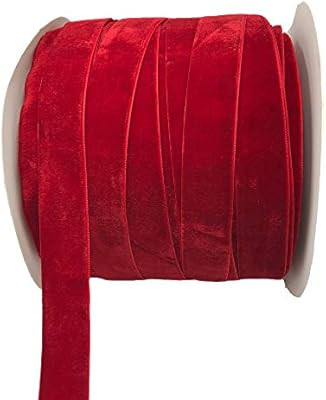 10 Yards Velvet Ribbon Spool Available in Many Colors (Red, 1") | Amazon (US)