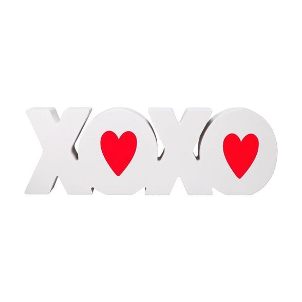 XOXO Valentine&#39;s Day Tabletop Wood Sign White/Red - Spritz&#8482; | Target