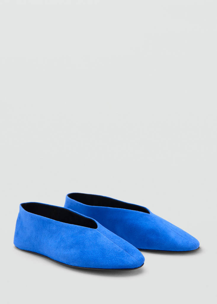 Suede leather ballet flats blue - Woman - 7½ - MANGO | Mango (US/MX/AU)