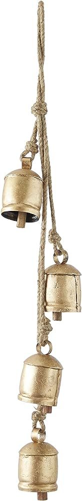 Deco 79 Rustic Metal Cowbell Decorative Bells, 4" x 3" x 30", Gold | Amazon (US)