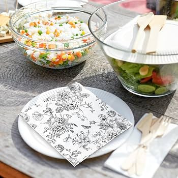 JarThenaAMCS 50 Pcs Black Floral Paper Napkins Disposable Vintage Wildflowers Luncheon Napkins Di... | Amazon (US)