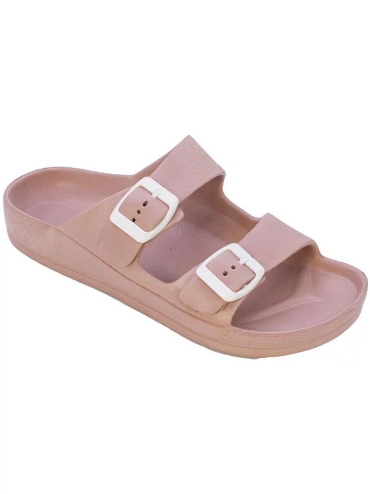 Women's Lightweight Comfort Soft Slides EVA Adjustable Double Buckle Flat Sandals | Walmart (US)