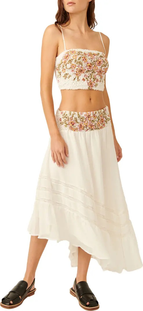 Augusta Floral Appliqué Crop Top & Asymmetric Skirt Set | Nordstrom Rack