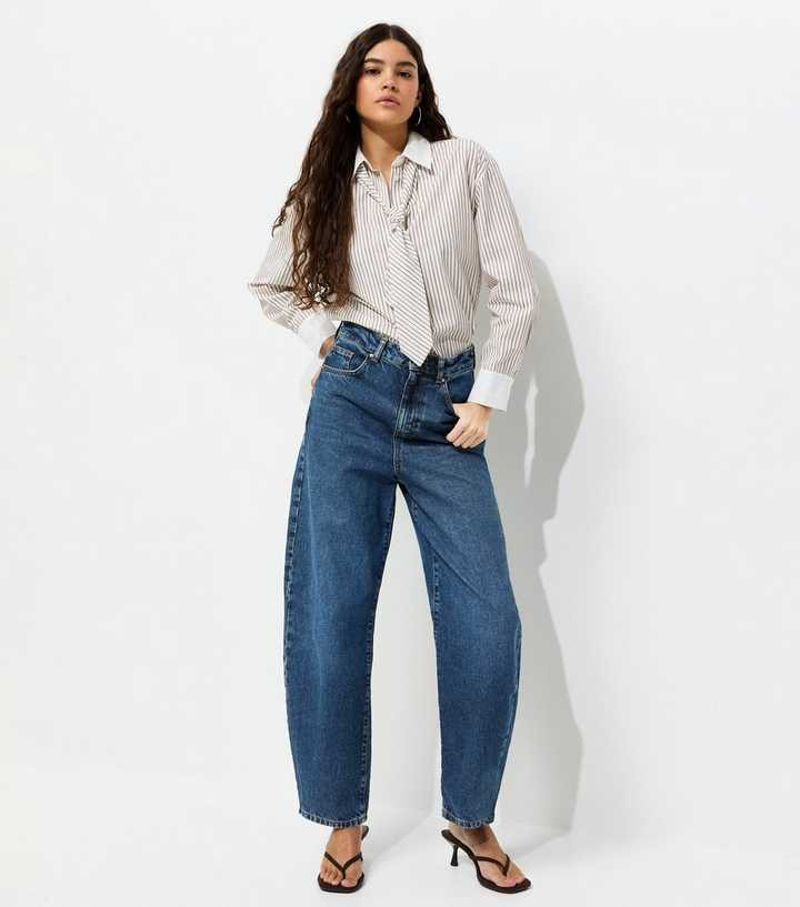Dark Blue Barrel Leg Jeans | New Look | New Look (UK)