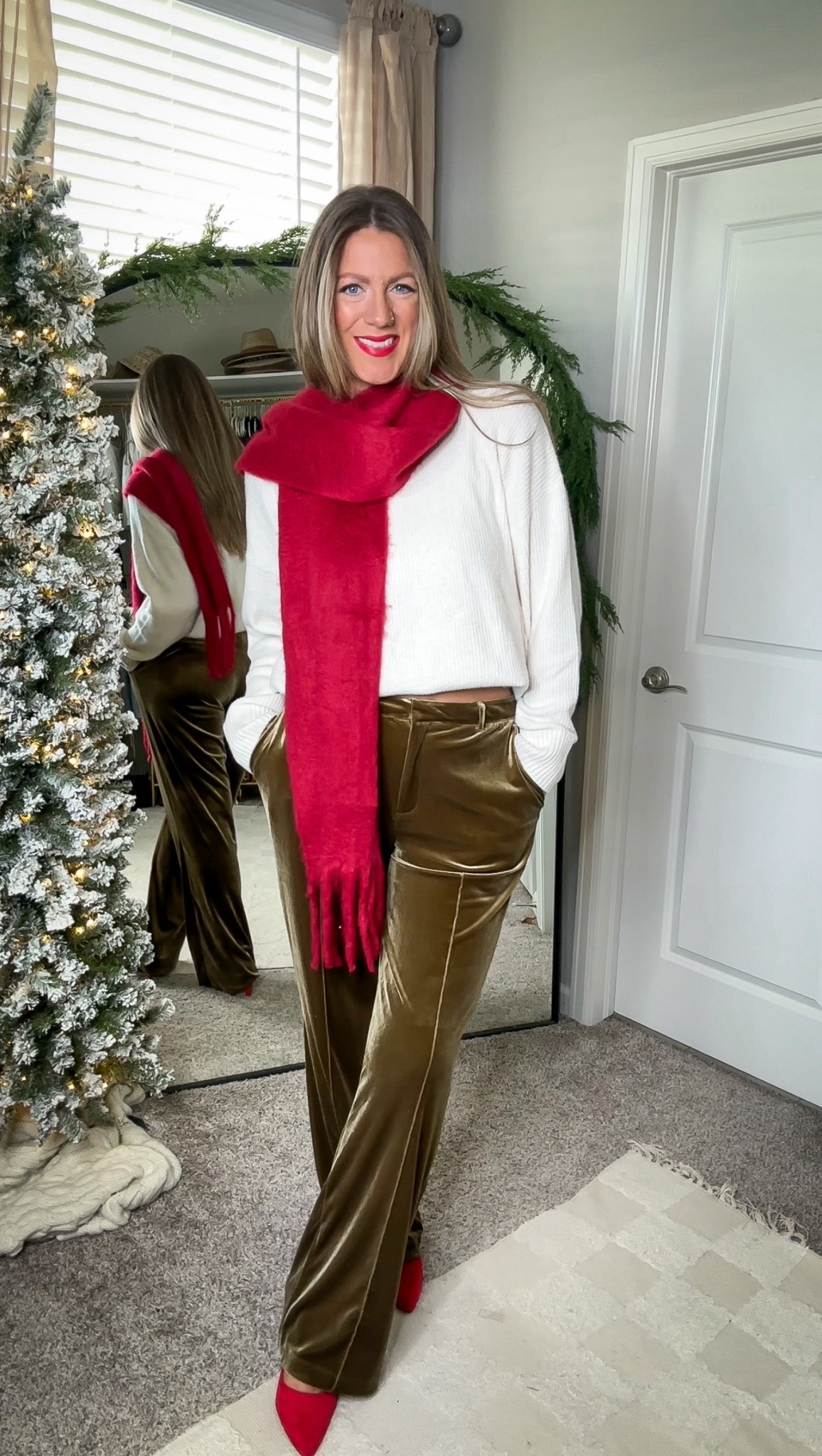 Wearing a 10 in pants (only come in tall length) 

#LTKOver40 #LTKHoliday #LTKTall