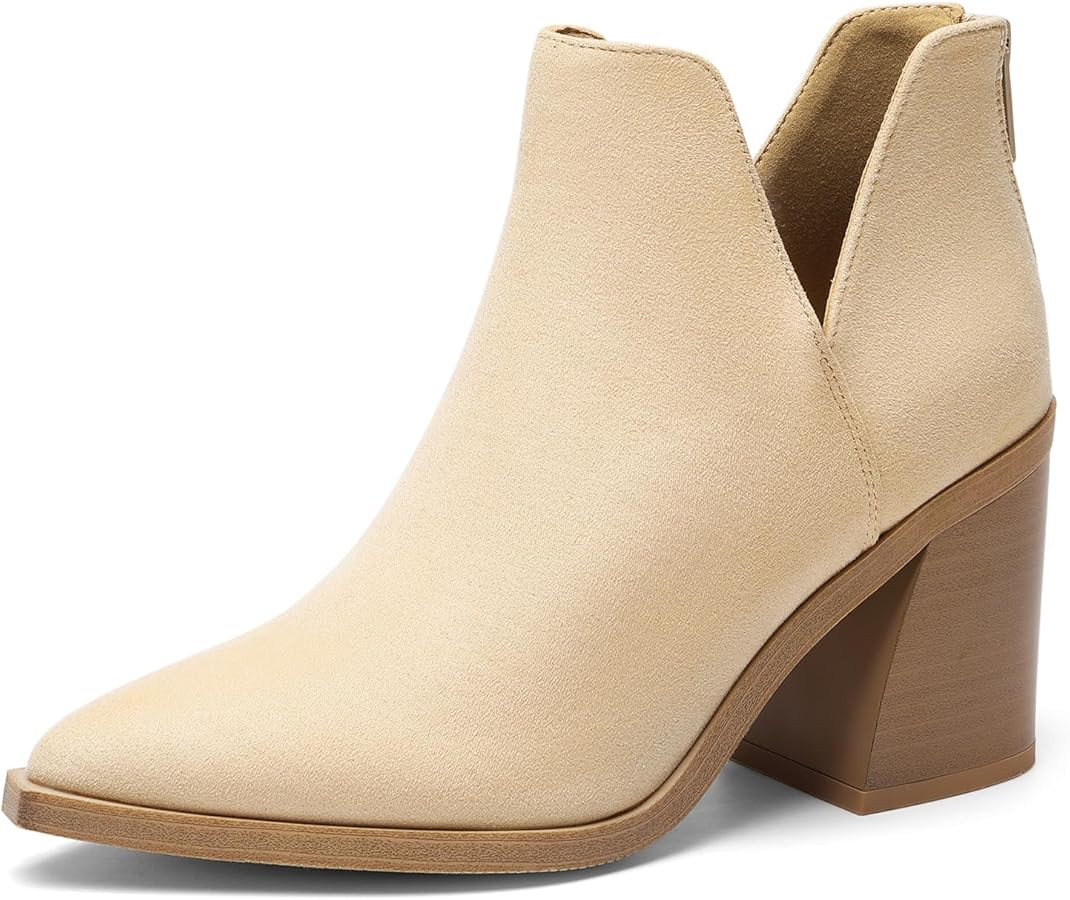 DREAM PAIRS Women's Ankle Boots Chunky Heel Pointed Toe Short Booties Shoes | Amazon (US)