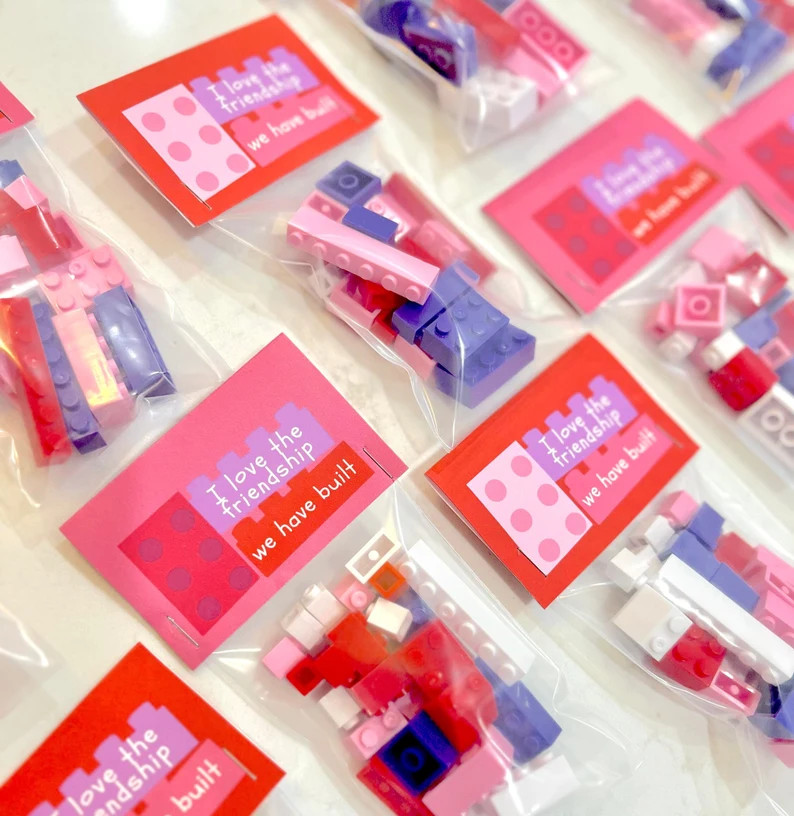I Love the Friendship We Have Built Valentine Building Block Valentines Classroom Gift Valentine ... | Etsy (US)