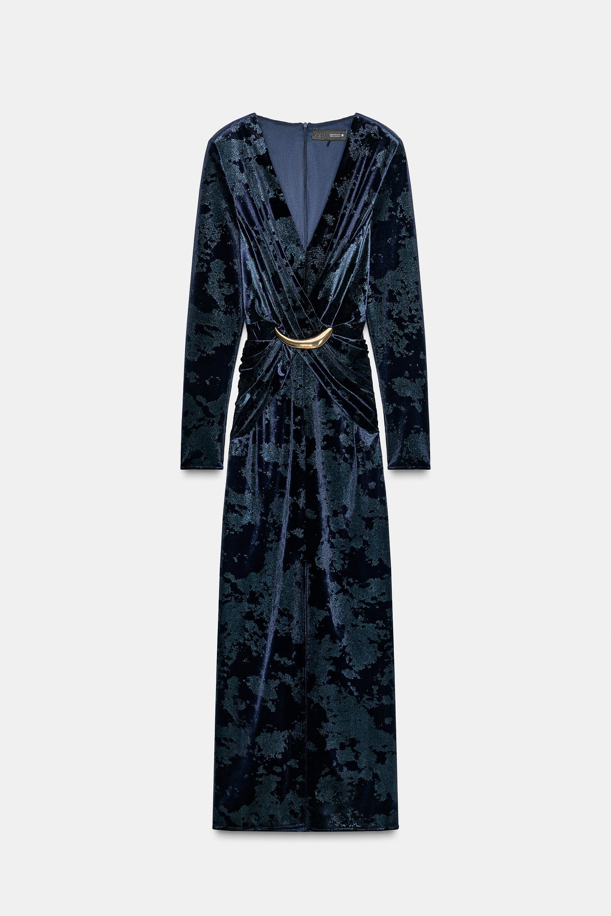 MITTELLANGES SAMTKLEID MIT VERZIERUNG | Zara DE