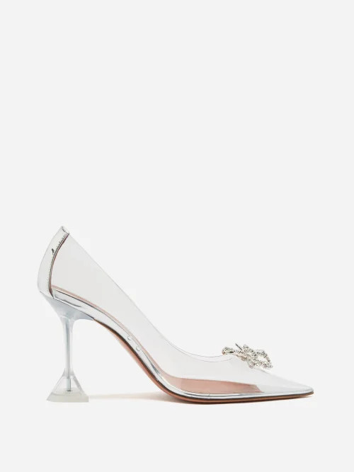 Amina Muaddi - Rosie Crystal-embellished Pvc Pumps - Womens - Clear | Matches (US)