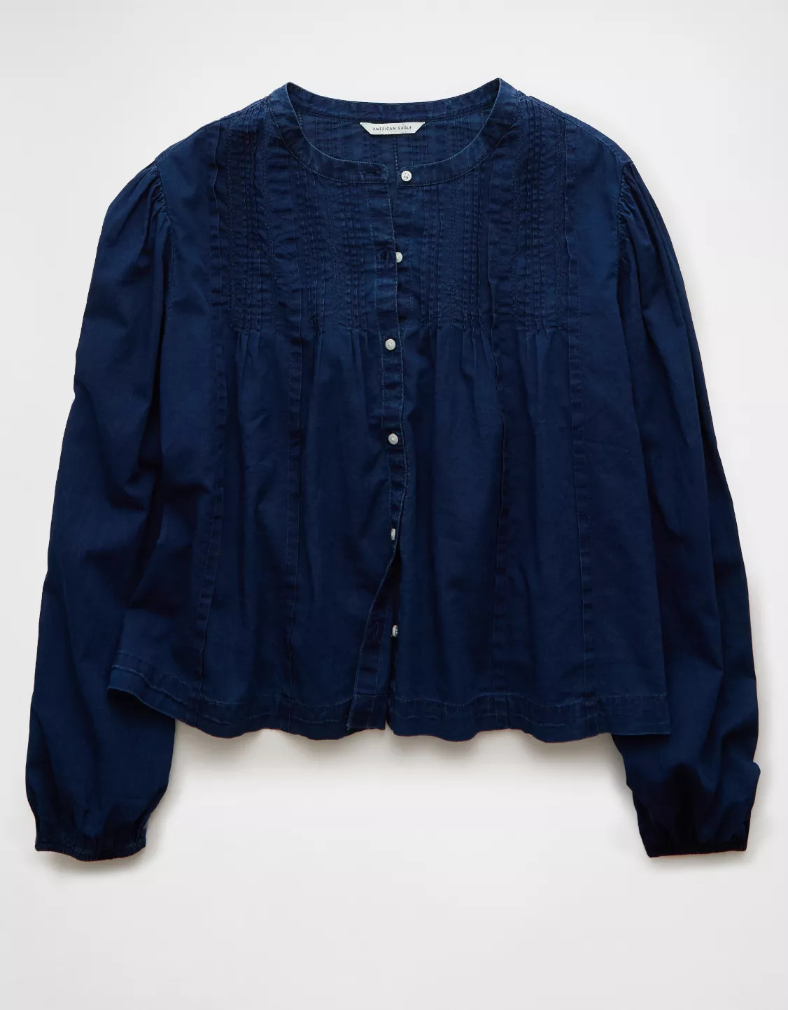 AE Pintucked Long-Sleeve Blouse | American Eagle Outfitters (US & CA)
