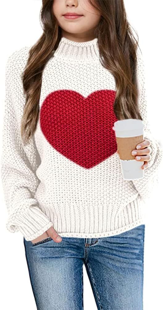 Girls Sweater Pullover Cable Knit Long Sleeve Turtleneck Chunky Warm Top | Amazon (US)