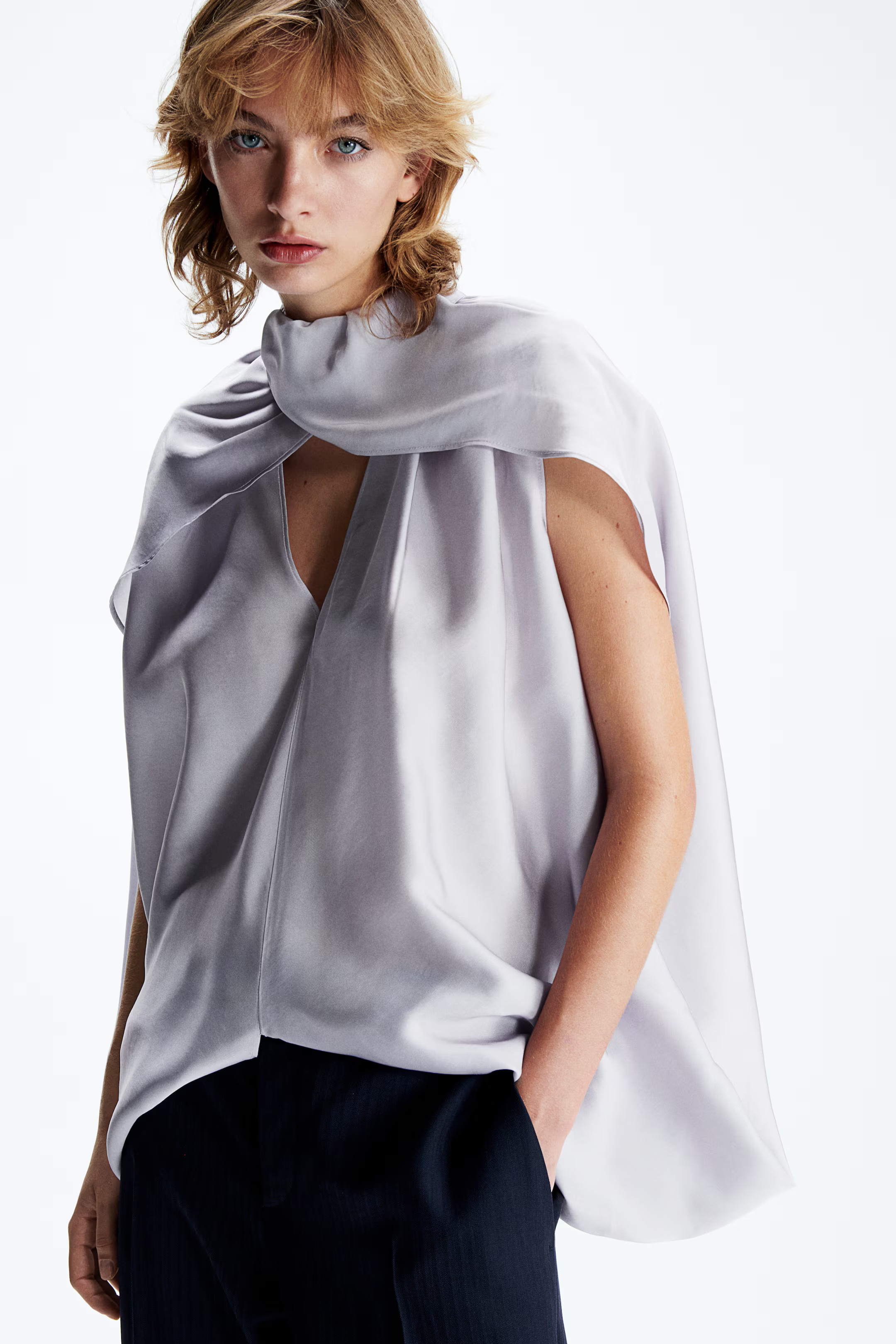 Draped Cape Blouse - Light dusty purple - Ladies | H&M US | H&M (US + CA)