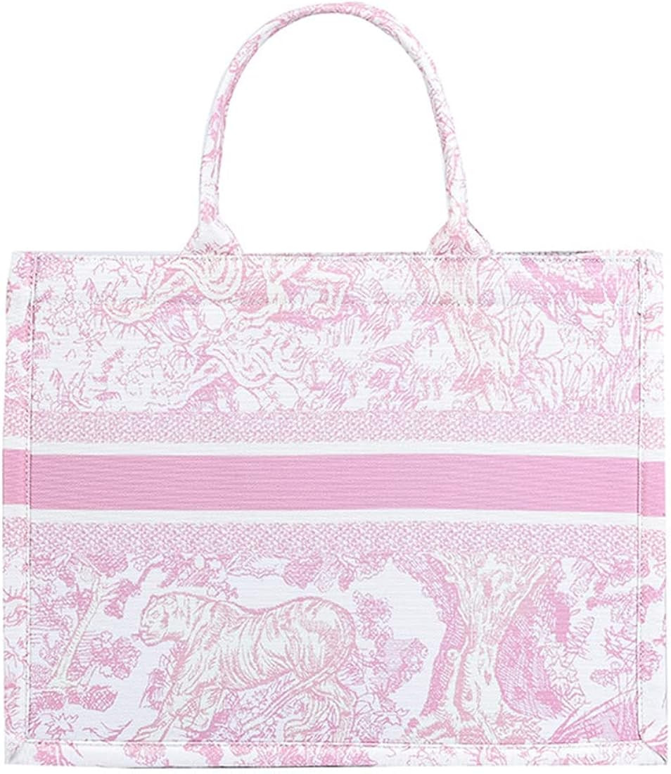 FENGJINRUHUA Fashion Luxury Tote Bag Cotton Linen Handbag Large Capacity Jacquard Embroidery Retr... | Amazon (US)
