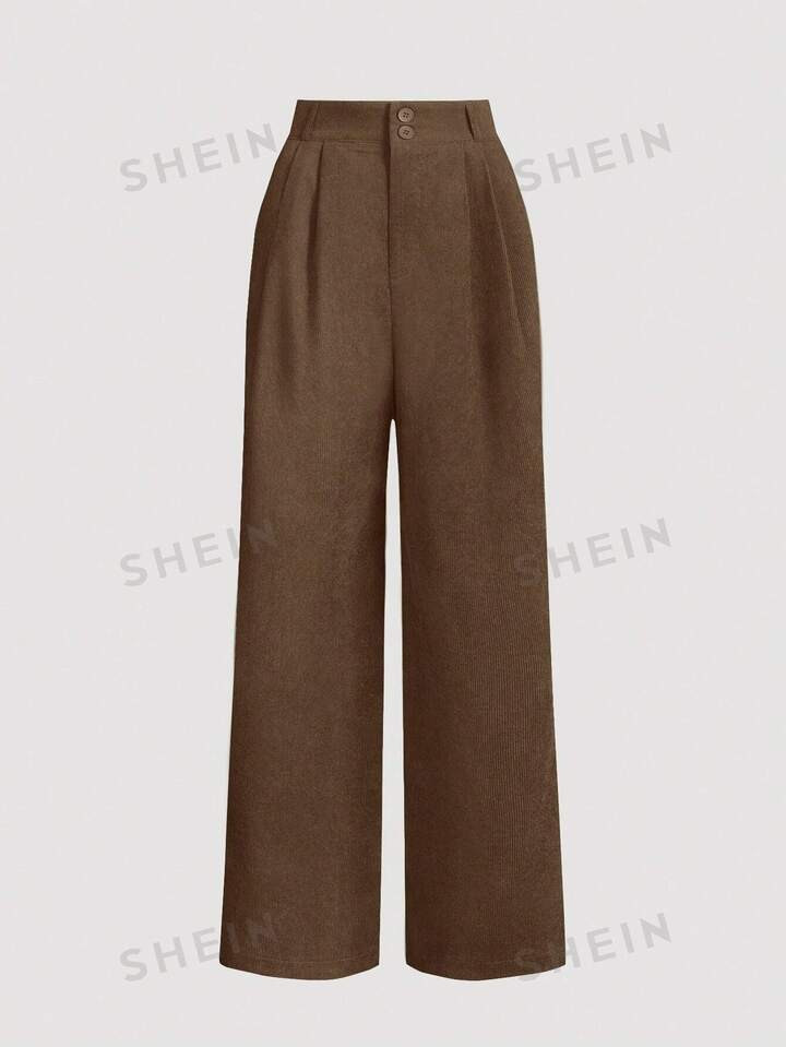 SHEIN MOD Women's Wide Legged Pleated Pants | SHEIN