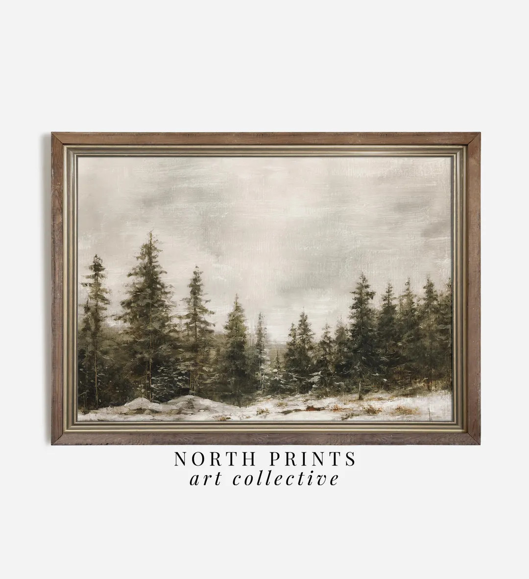 Winter Pine Forest Christmas Painting DIGITAL Art Rustic Landscape PRINTABLE Digital Download Nor... | Etsy (US)