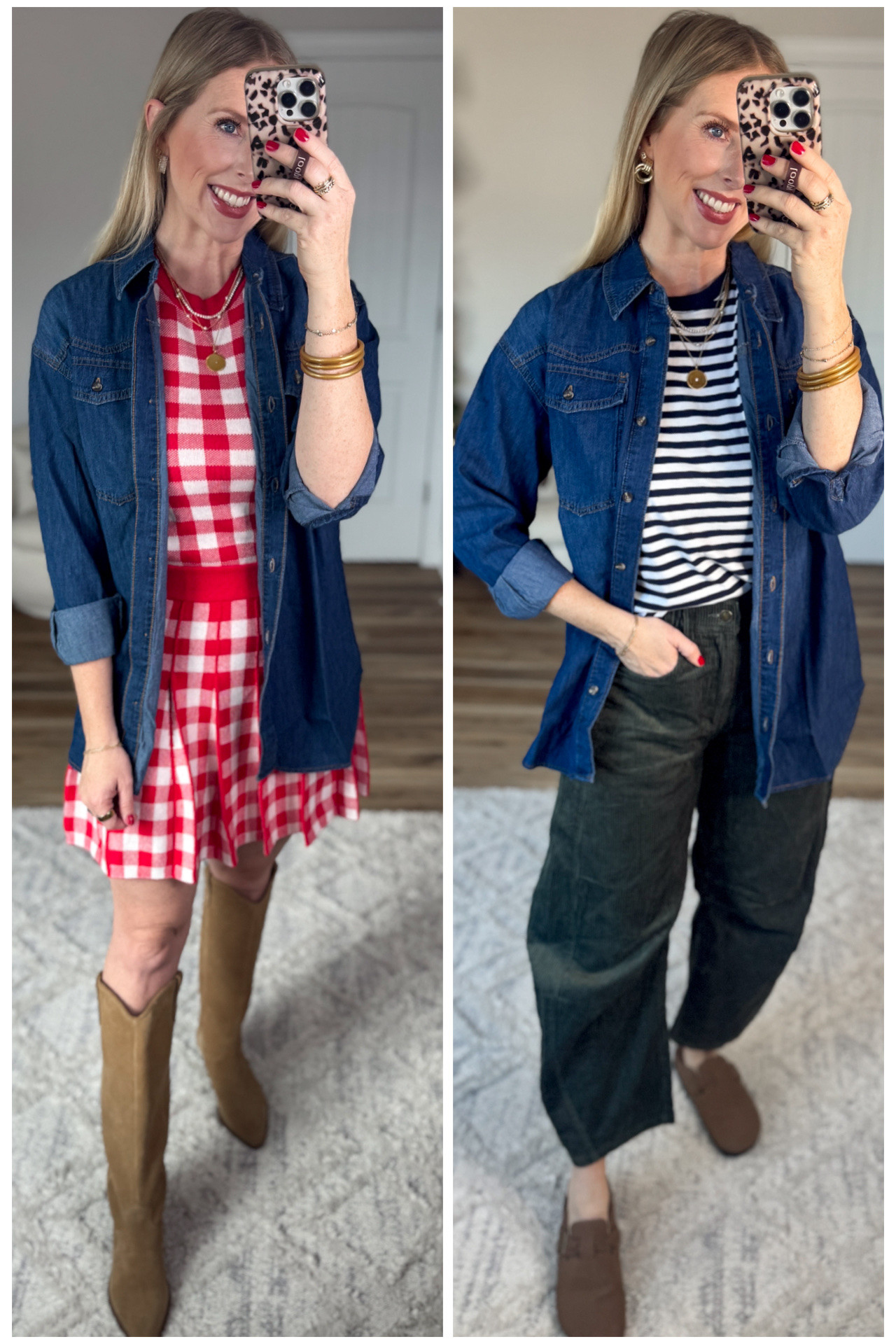 2 ways to style this denim boyfriend shirt from Walmart! 

#LTKFindsUnder50 #LTKootd