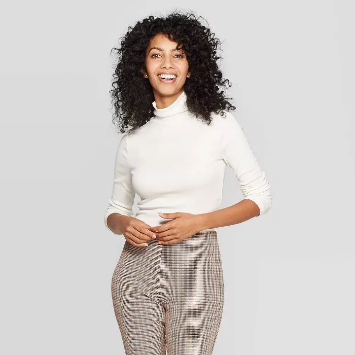 Women's Regular Fit Long Sleeve Turtleneck Ribbed Sweatshirt - A New Day™ | Target