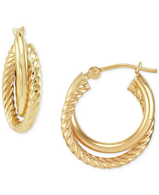 Macy'sTwisted & Smooth Small Hoop Earrings in 14k Gold, 15mm | Macy's