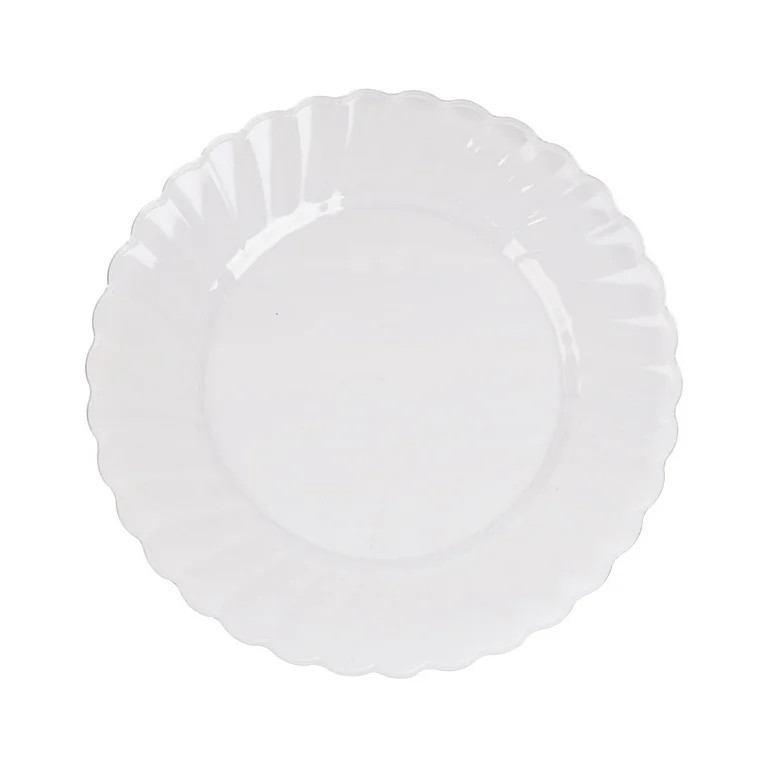 Way to Celebrate 9 inch Clear Plastic Plates, Heavy Duty, Disposable, Ruffled Edges Pattern, BPA ... | Walmart (US)