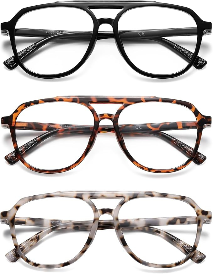 Aviator Reading Glasses for Women Men Oversized Blue Light Blocking Computer Reader Designer Larg... | Amazon (US)