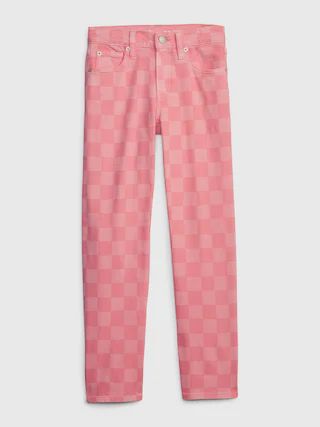 Kids High Rise Checkerboard '90s Loose Jeans with Washwell | Gap (US)