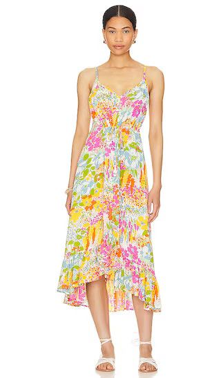 Frida Midi Dress in Day Garden Floral Midi Dress Pink Floral Dress Blue Floral Dress Rainbow Dress | Revolve Clothing (Global)