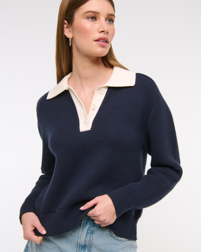 Easy Long-Sleeve Sweater Polo | Abercrombie & Fitch (US)