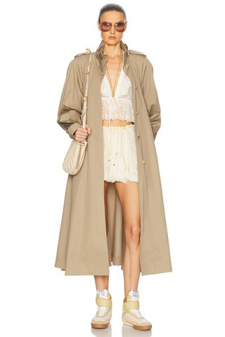 Chloe High Neck Long Trench in Brown | FWRD 