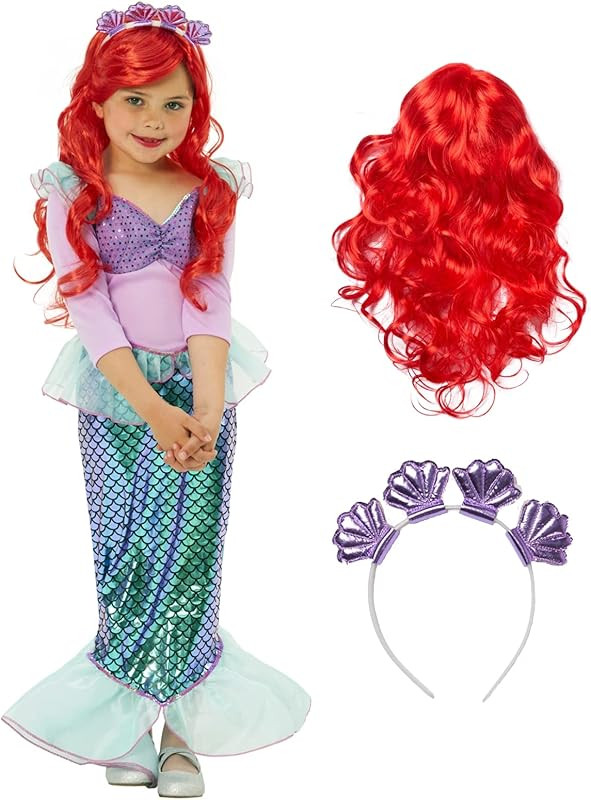 Morph Little Mermaid Costume For Girls Mermaid Dress Kids With Wig Mermaid Dress For Girls Little... | Amazon (US)