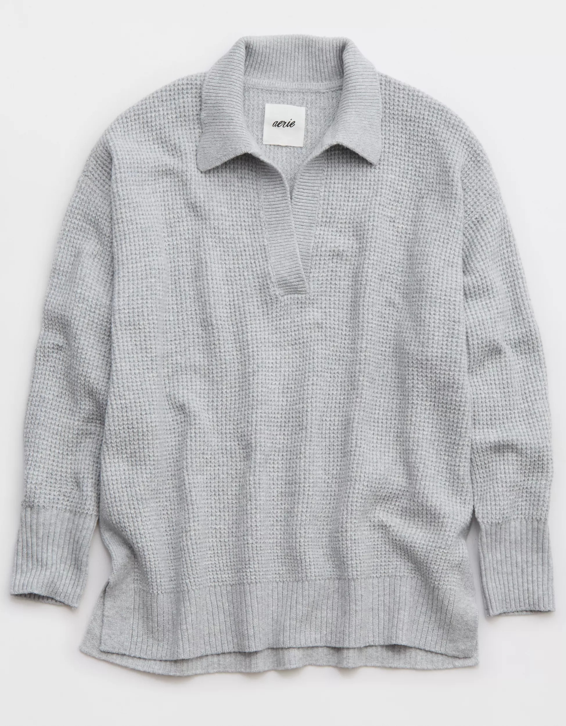 Aerie CozyUp Waffle Polo Sweater | American Eagle Outfitters (US & CA)