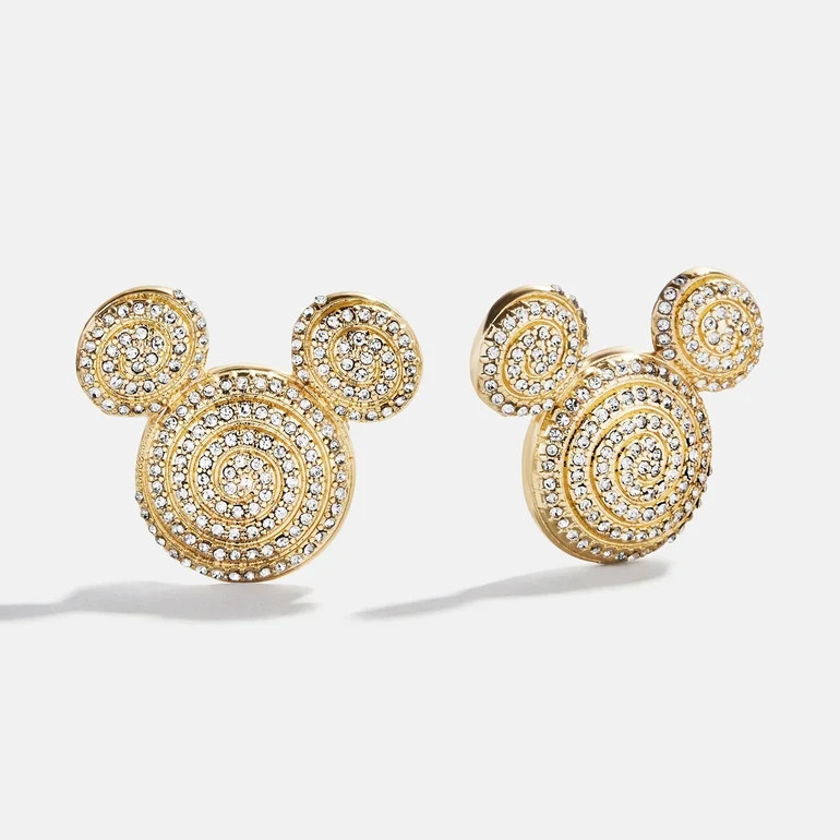 Disney Mickey Mouse Spiral Earrings - Gold/Pav\u00e9 | BaubleBar