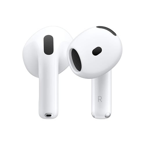 Apple AirPods 4 Wireless Earbuds, Bluetooth Headphones, Personalised Spatial Audio, Sweat and Water Resistant, USB-C Charging Case, H2 Chip, Up to 24 Hours of Battery Life, Effortless Setup for iPhone | Amazon (UK)
