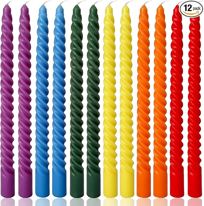 10 Inch Rainbow Spiral Taper Candles for Home Decoration, 12 Pack 6-Color Candlesticks for Dinner... | Amazon (US)