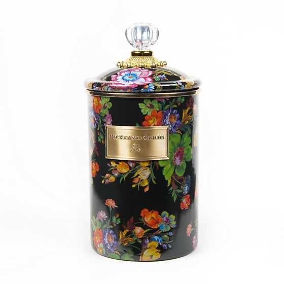 Flower Market Large Canister - Black | MacKenzie-Childs